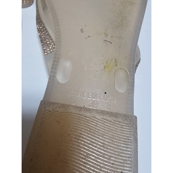 NICOLE MILLER Rose Gold Pink Color Jelly Sandals Rhinestone Bow Accent Size 8 - Picture 7 of 7